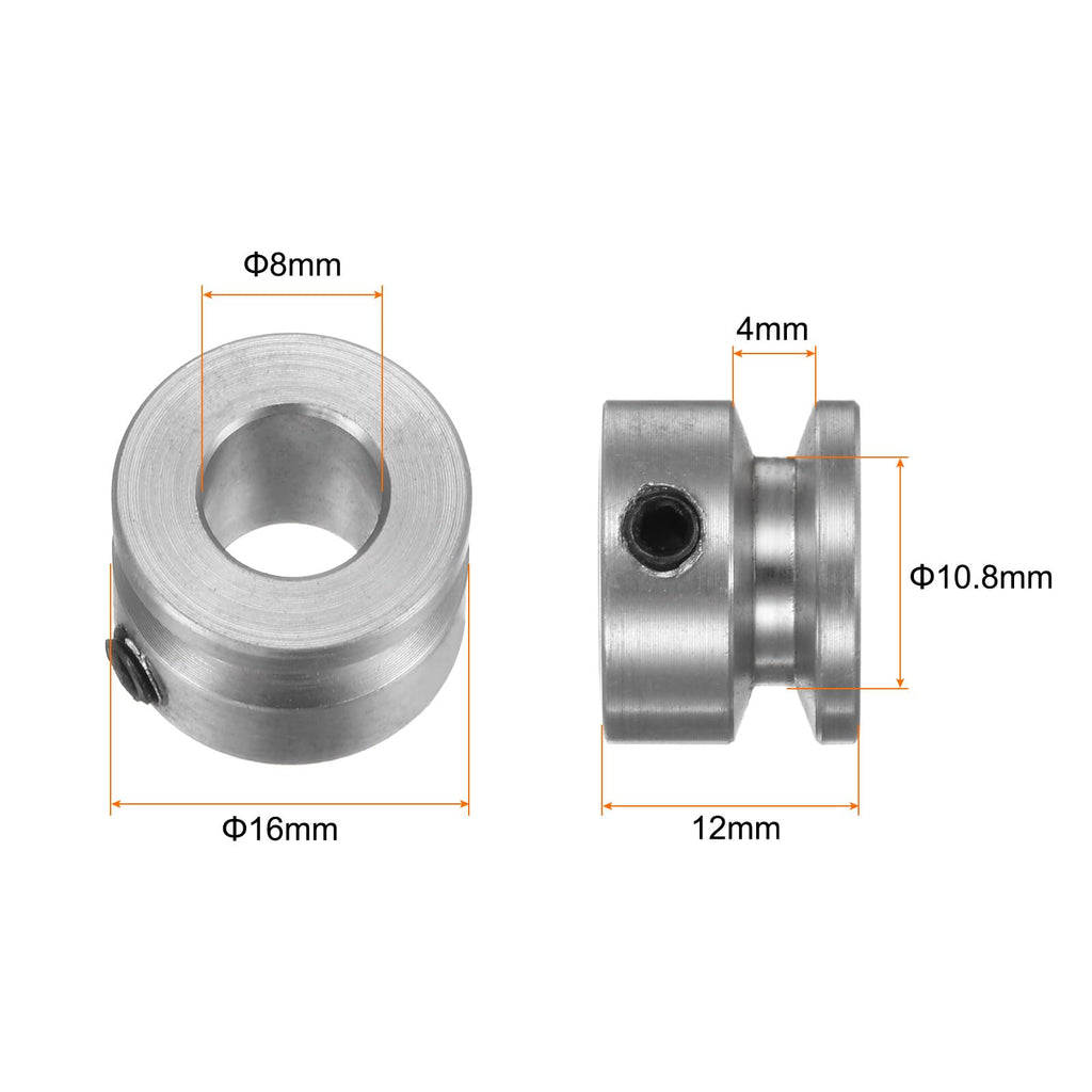 HARFINGTON Single Groove Pulley 8mm Fixed Bore 16mm Outer Diameter Aluminum Alloy with Hex Wrench for Drilling Machine 4mm PU Round Belt