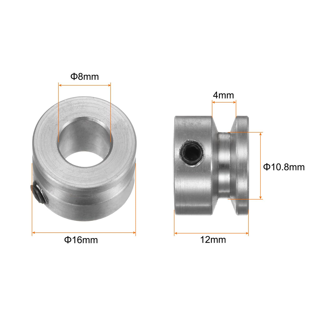 HARFINGTON Single Groove Pulley 8mm Fixed Bore 16mm Outer Diameter Aluminum Alloy with Hex Wrench for Drilling Machine 4mm PU Round Belt