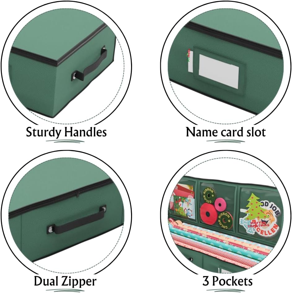 Wrapping Paper Storage Container | Gift Wrap Organizer Under Bed | 41”x14”x6” | Box Holder for 18-24 Rolls Up to 40”