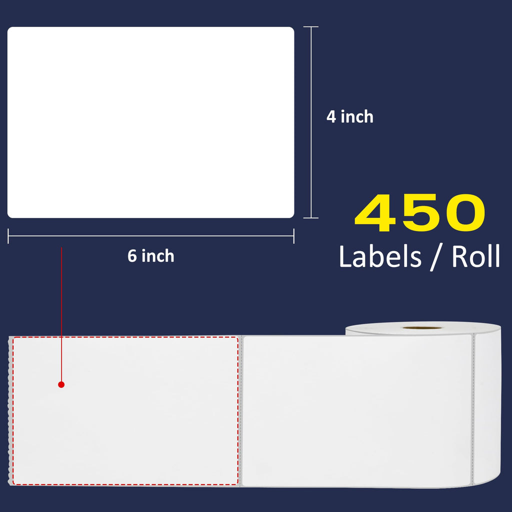 16 Rolls 4" x 6" Direct Blank Thermal Shipping Labels with 450/Roll