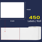 16 Rolls 4" x 6" Direct Blank Thermal Shipping Labels with 450/Roll