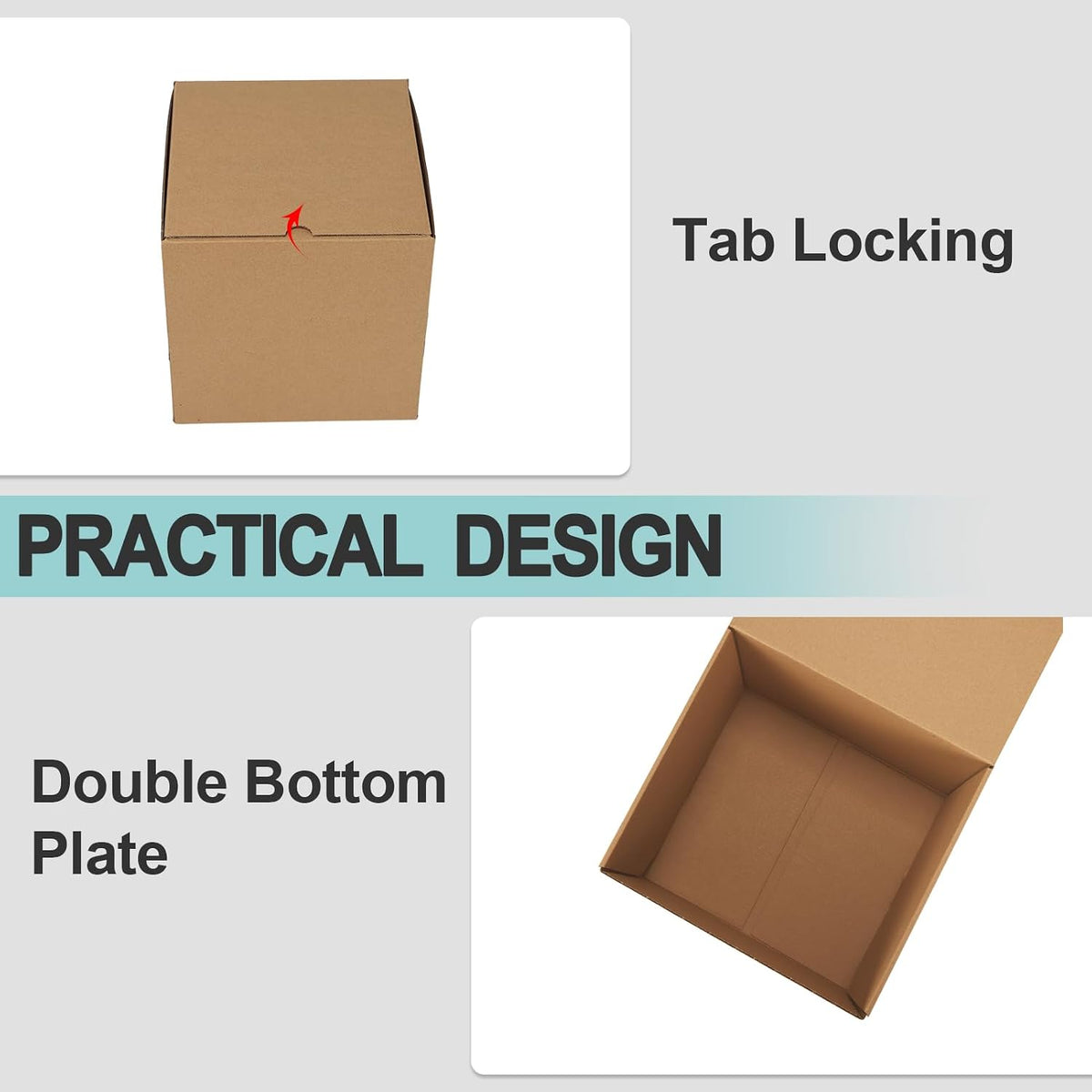 8x8x8 Shipping Boxes, 15 Pack Brown Kraft Folding Mailer Boxes, 3-Ply Corrugated Cardboard Cube Box Mailers for Small