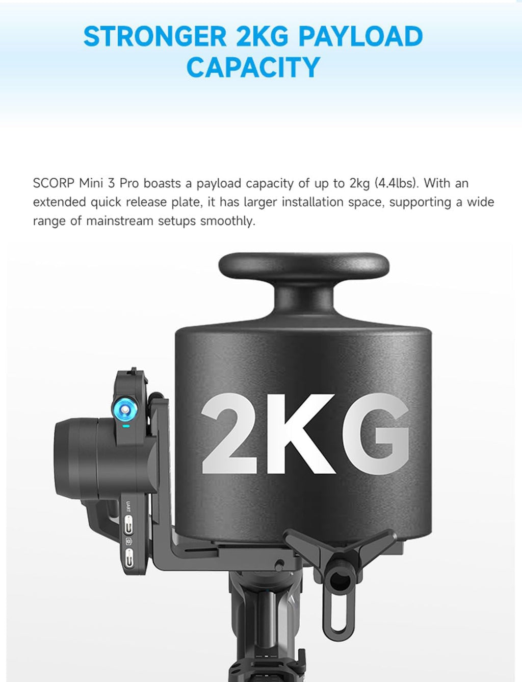 SCORP Mini-3-Pro Gimbal Stabilizer for Camera Mirrorless/Compact/Action Cameras,Smartphone,18m AI Tracking,Detachable