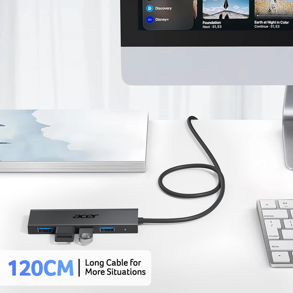USB Hub 4 Ports, Multiple USB 3.0 Hub, USBA Splitter for Laptop/PC 4FT