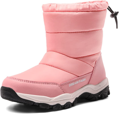 Boys Girls Snow Boots Lightweight Slip Resistant Mid Calf Winter Shoes for Little/Big Kid