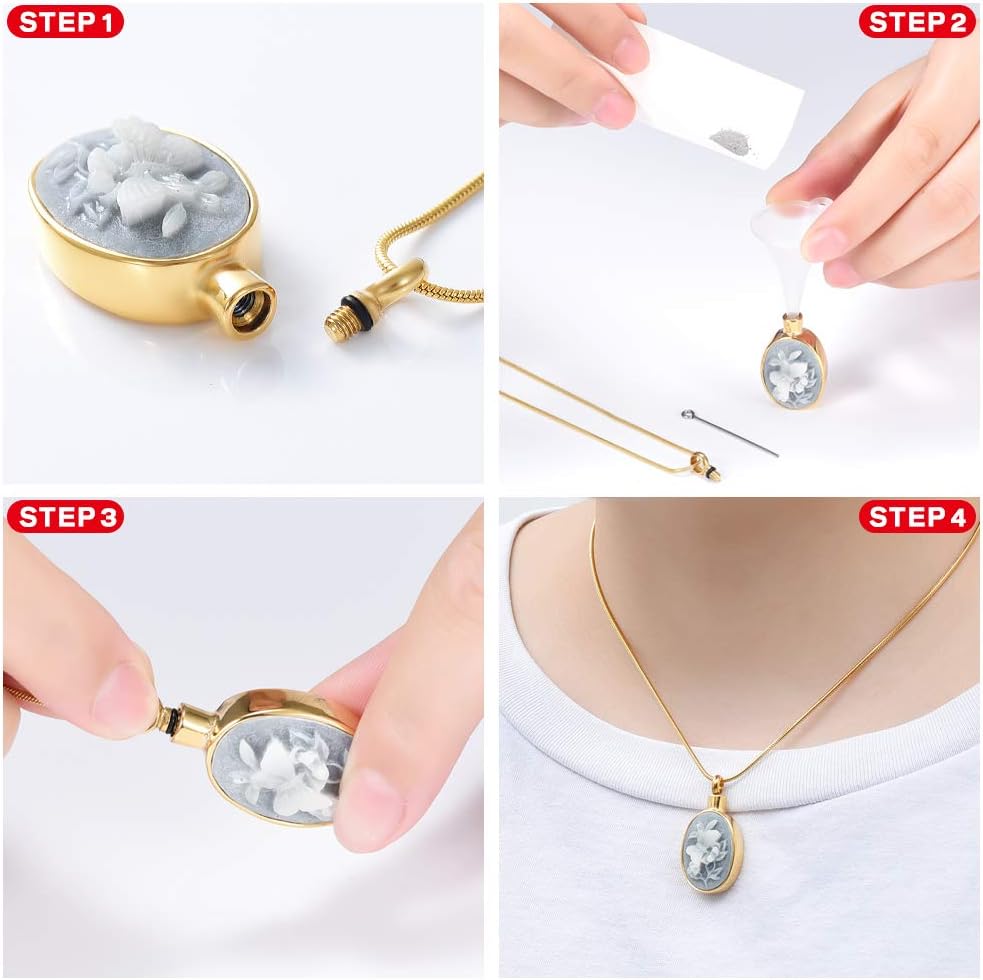Cremation Jewelry Urn Necklace for Ashes Pendants Butterfly with Flower Memorial Funeral Keepsake Jewelry for Ashes