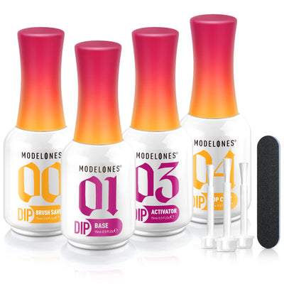 Dip Powder Liquid Set, Base Top Activator Brush Saver, 8 Pc