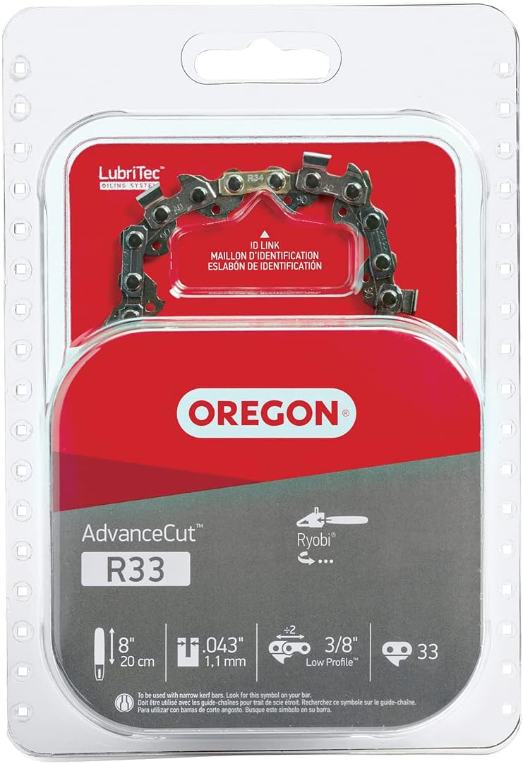 Oregon Chainsaw Chain for 8" Bar, 3/8" LP, .043" Gauge, 33 Drive Links