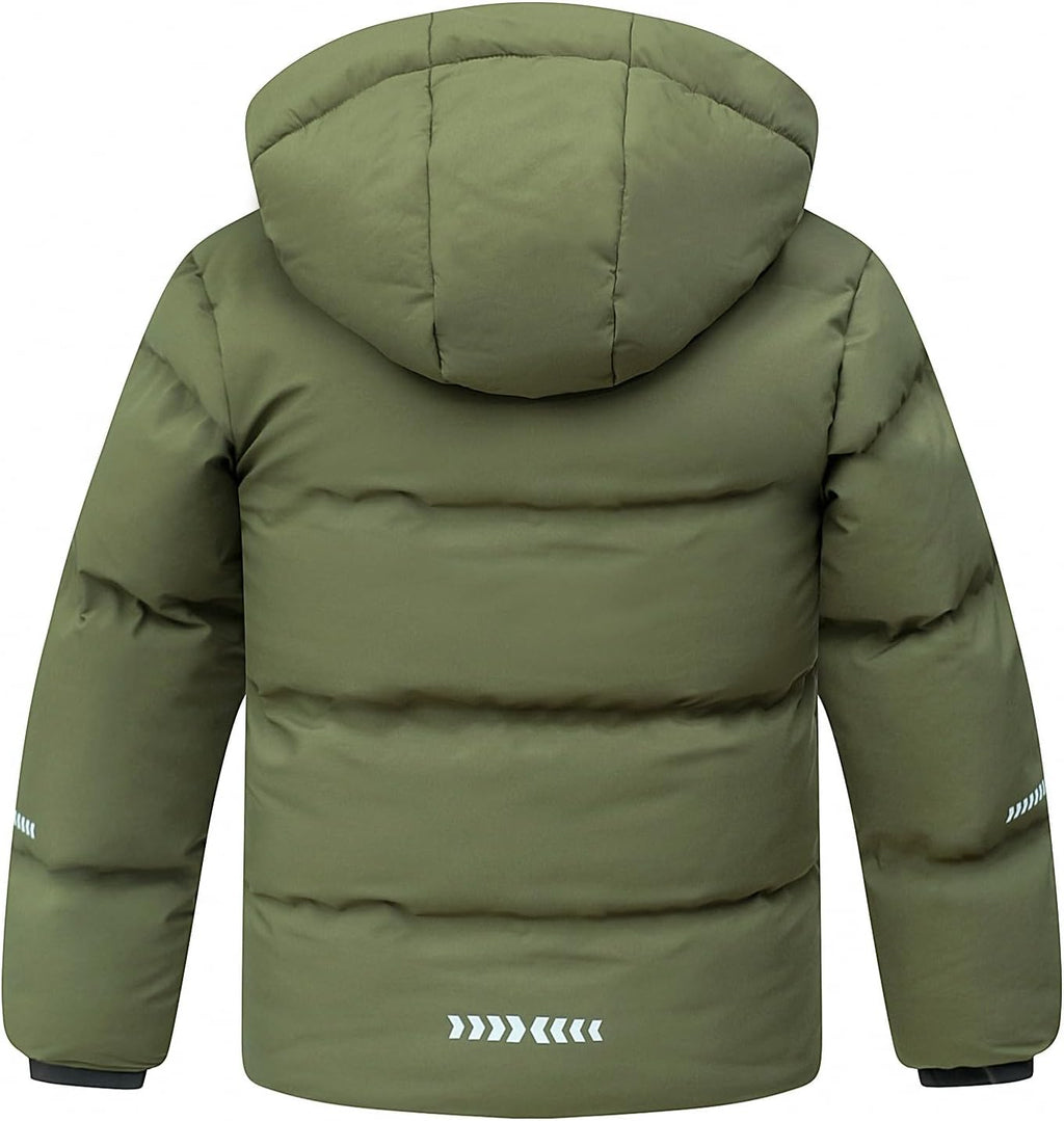 Kids Boy's Winter Coat | Fleece Lined Waterproof Jacket Puffy Cotton Coat Thick Hooded Down Outdoor Coats