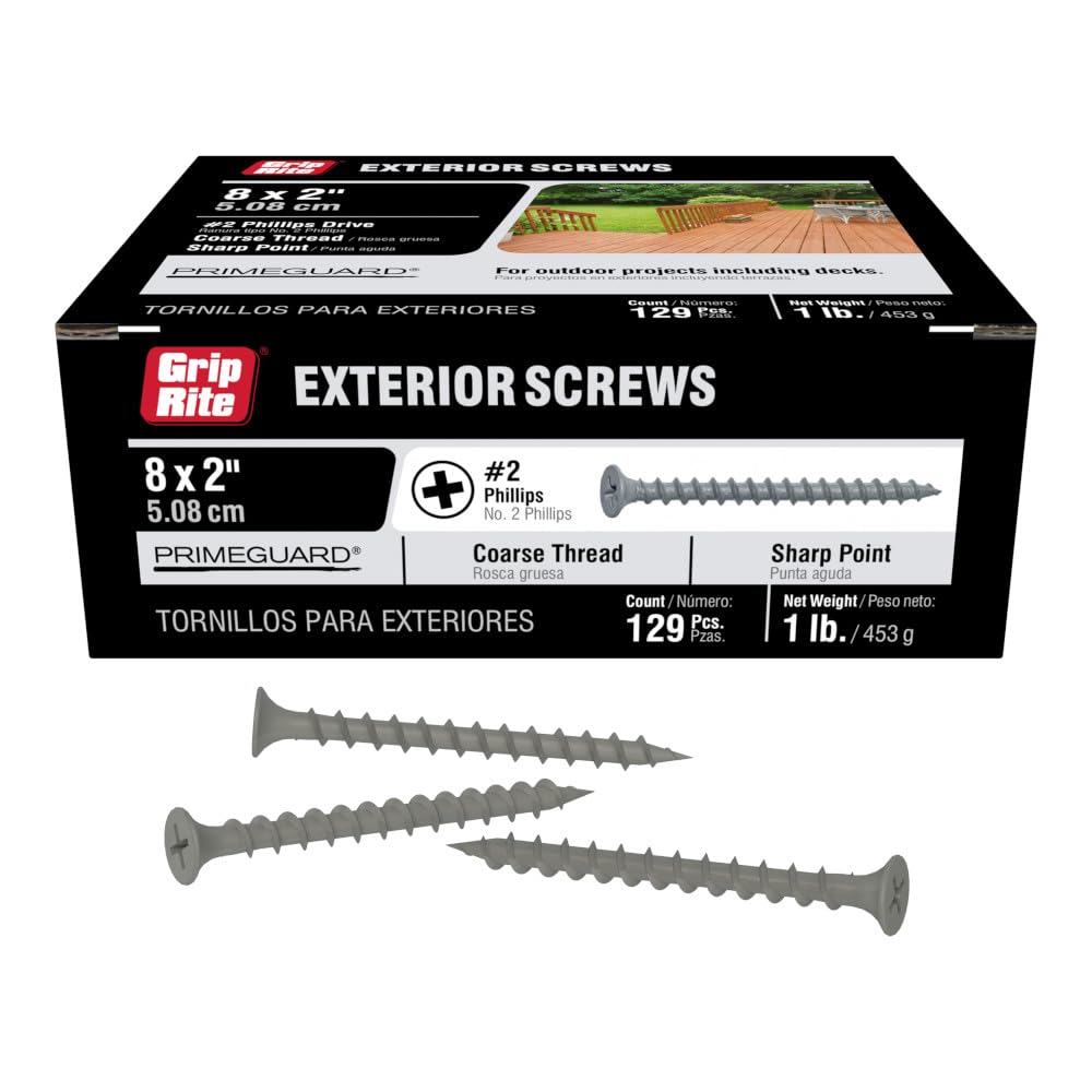Exterior Screws - Safe for Use in Treated Lumber - #2 Phillips Bugle Head - Coarse Thread Deck Screws - PrimeGuard