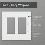 Lutron Claro Light Switch Cover Plate, 2 Gang Wallplate, Satin
