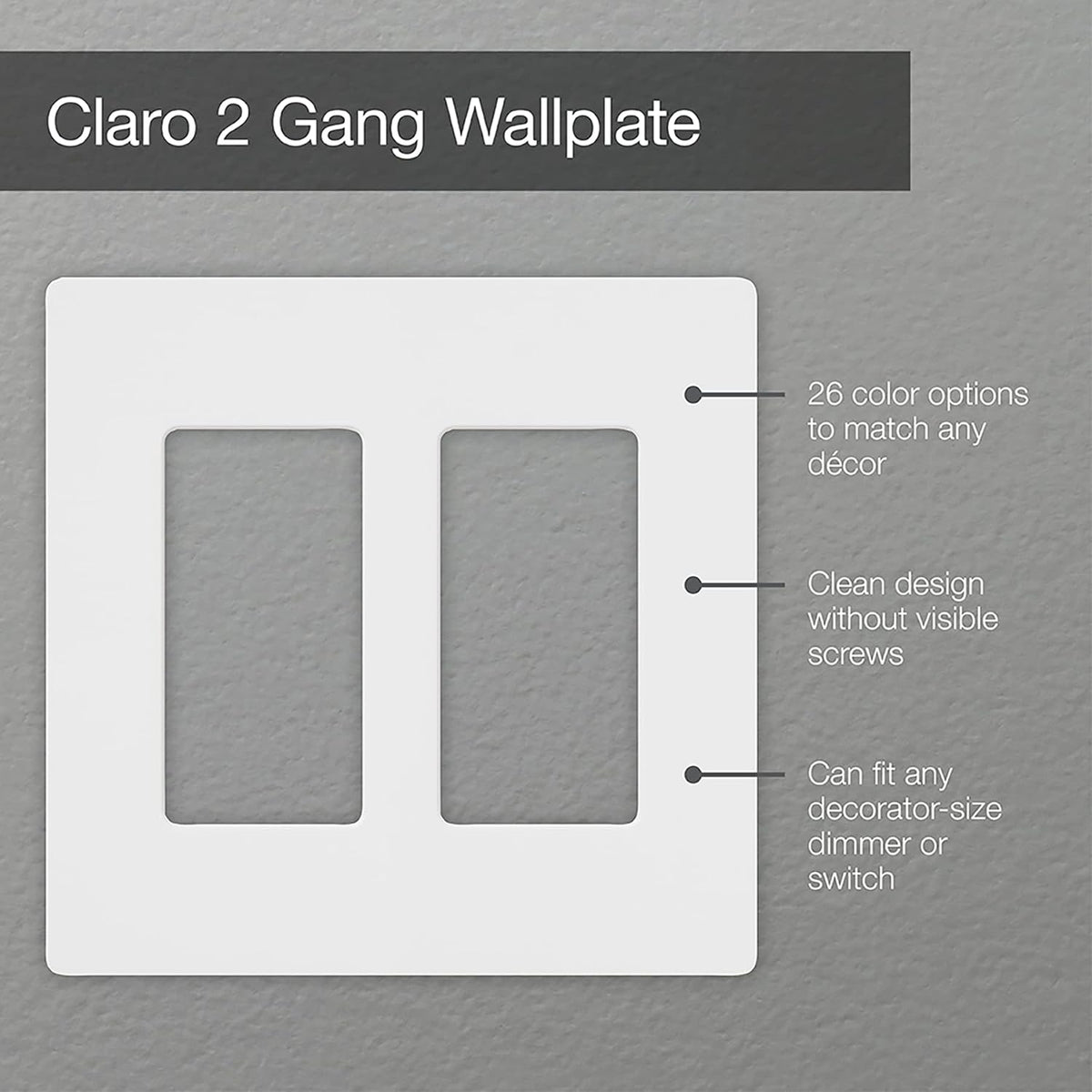 Lutron Claro Light Switch Cover Plate, 2 Gang Wallplate, Satin