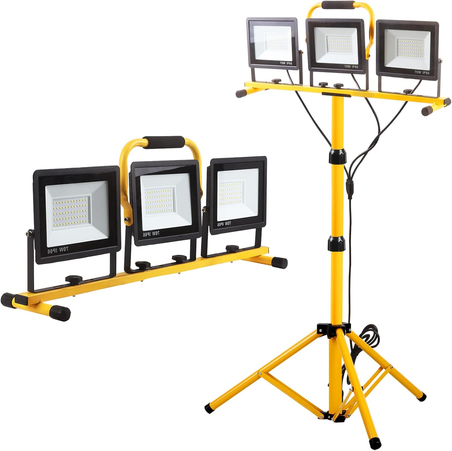 22000 Lumen Work Lights with Stand, 3 Head Portable LED Work Light, with Adjustable&Foldable Tripod Stand, IP66