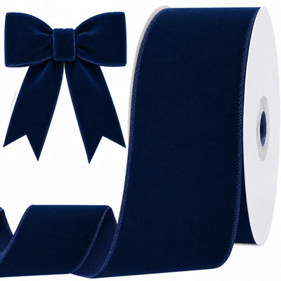 25 Yards Navy Velvet Ribbon for Christmas Tree, 2 Inch