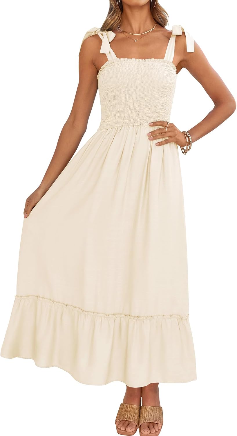 Womens Summer Boho Spaghetti Strap Maxi Dress
