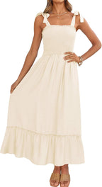Womens Summer Boho Spaghetti Strap Maxi Dress