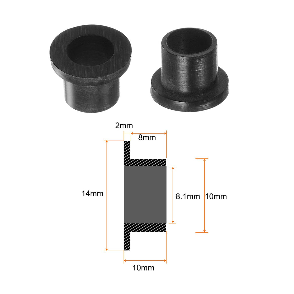 HARFINGTON 12pcs Flanged Sleeve Bearings 8.1mm Bore 10mm OD 10mm Length Nylon Bushings for Shaft, Black