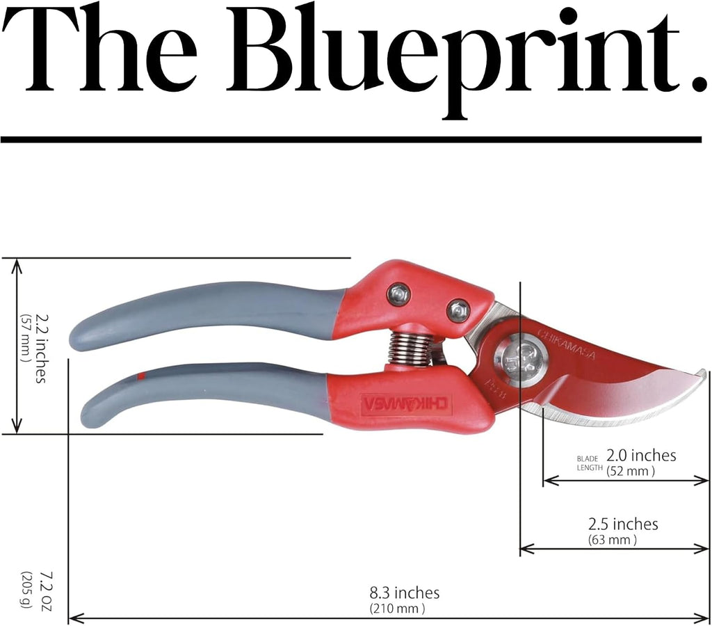CHIKAMASA PS-8PLUS-R Professional pruning shears for horticulture and flowers with anti-rotation function for lock nut