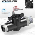 TAILONZ 6MM ODx1/8"NPT Push-to-Connect Fitting Ball Control Valve 3Pcs