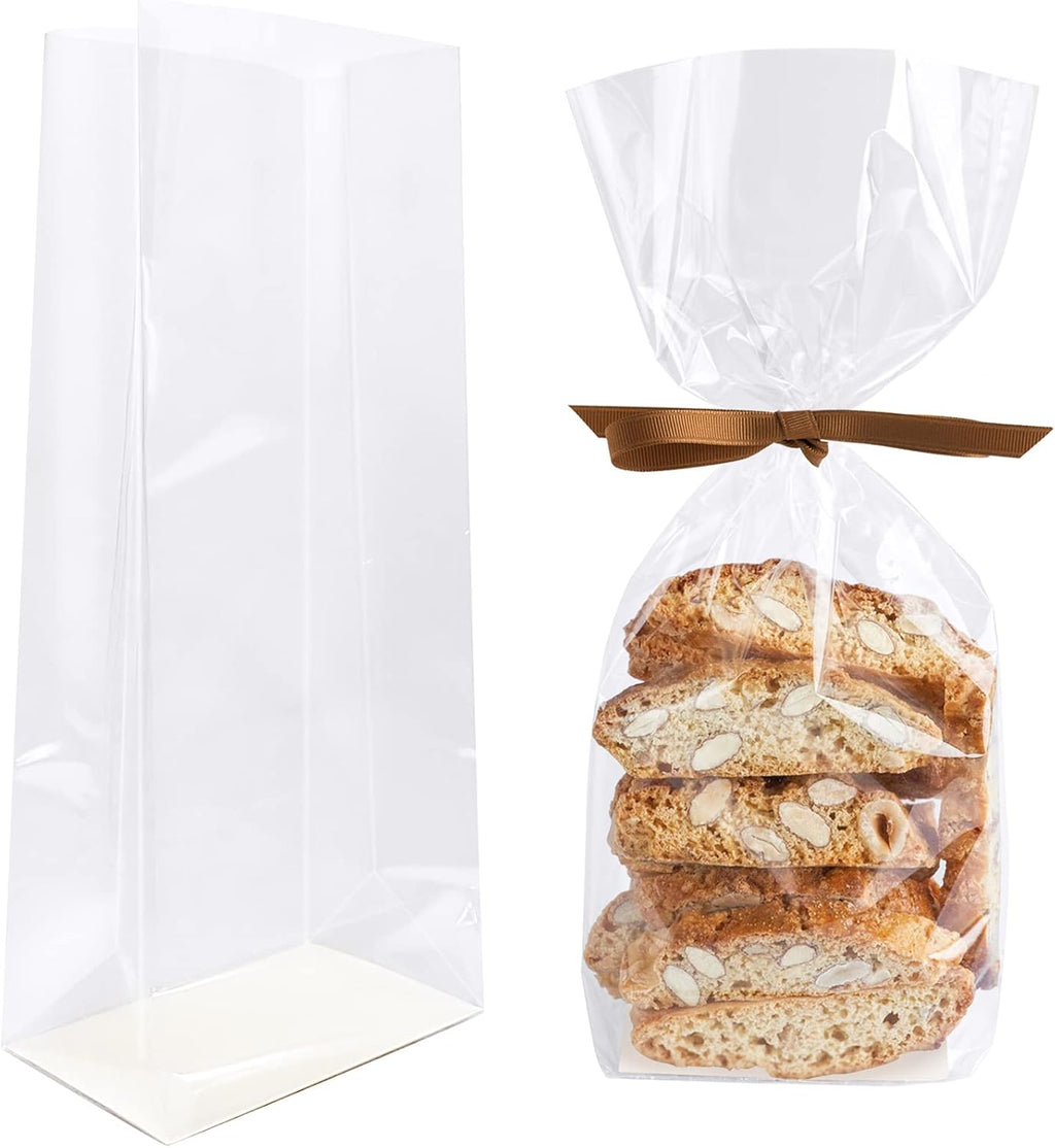 Gusseted Flat Bottom Cellophane Bags 5x3x12 In 50Pcs
