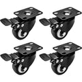 Swivel Caster Wheels Rubber Base with Top Plate & Bearing Heavy Duty with Total Lock Brake Pack of 4 Black by Online