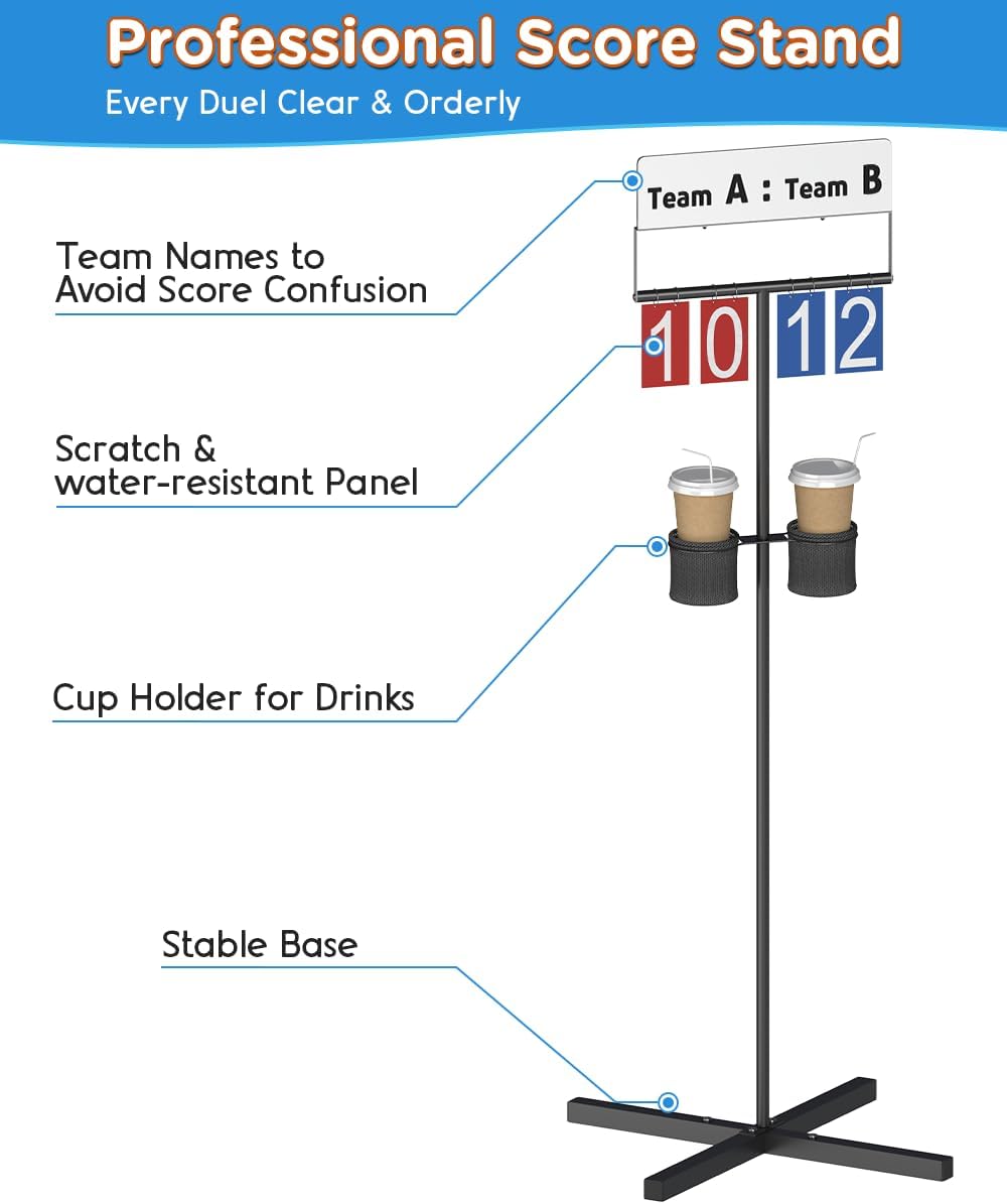 Flip Scoreboard Stand with Drink Holder, Score Keeper with Whiteboard for Yard Lawn Games, Score Board Corn Hole