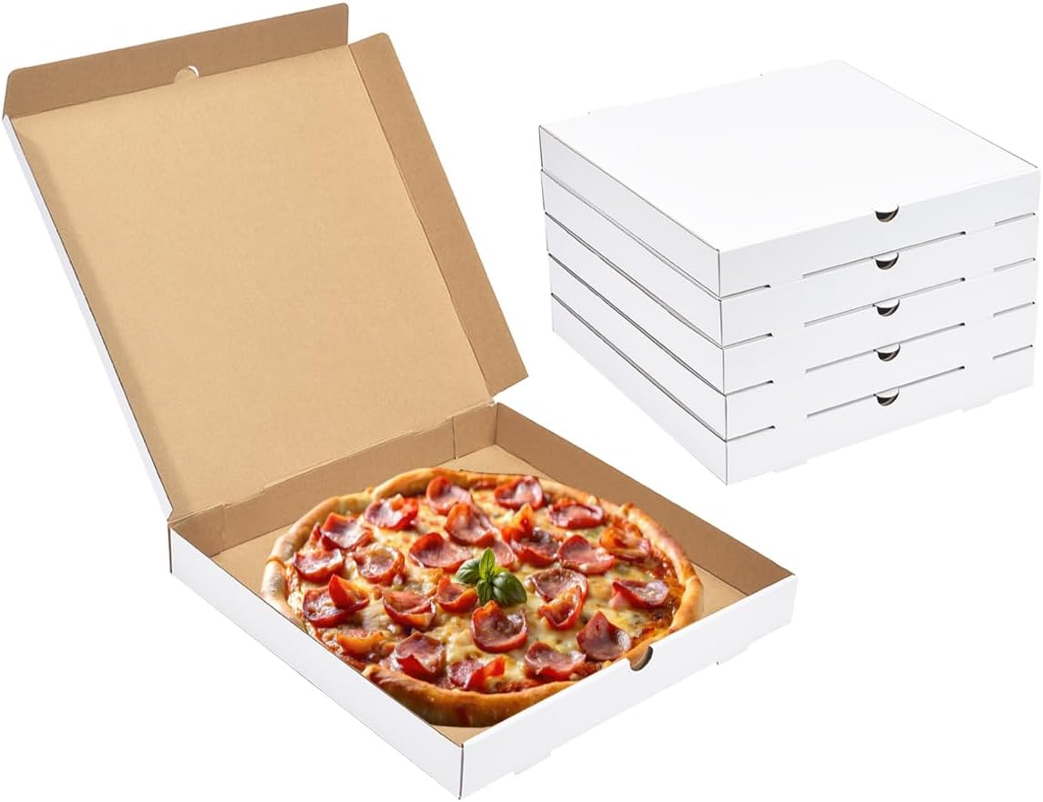 12x12x2 Inch 10 Pack Corrugated Pizza Boxes,Heavy Duty Cardboard Pizza Boxes,Disposable White Boxes for