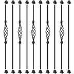 10 Pack Wrought Iron Balusters, 44" Decorative Stair Deck Railings