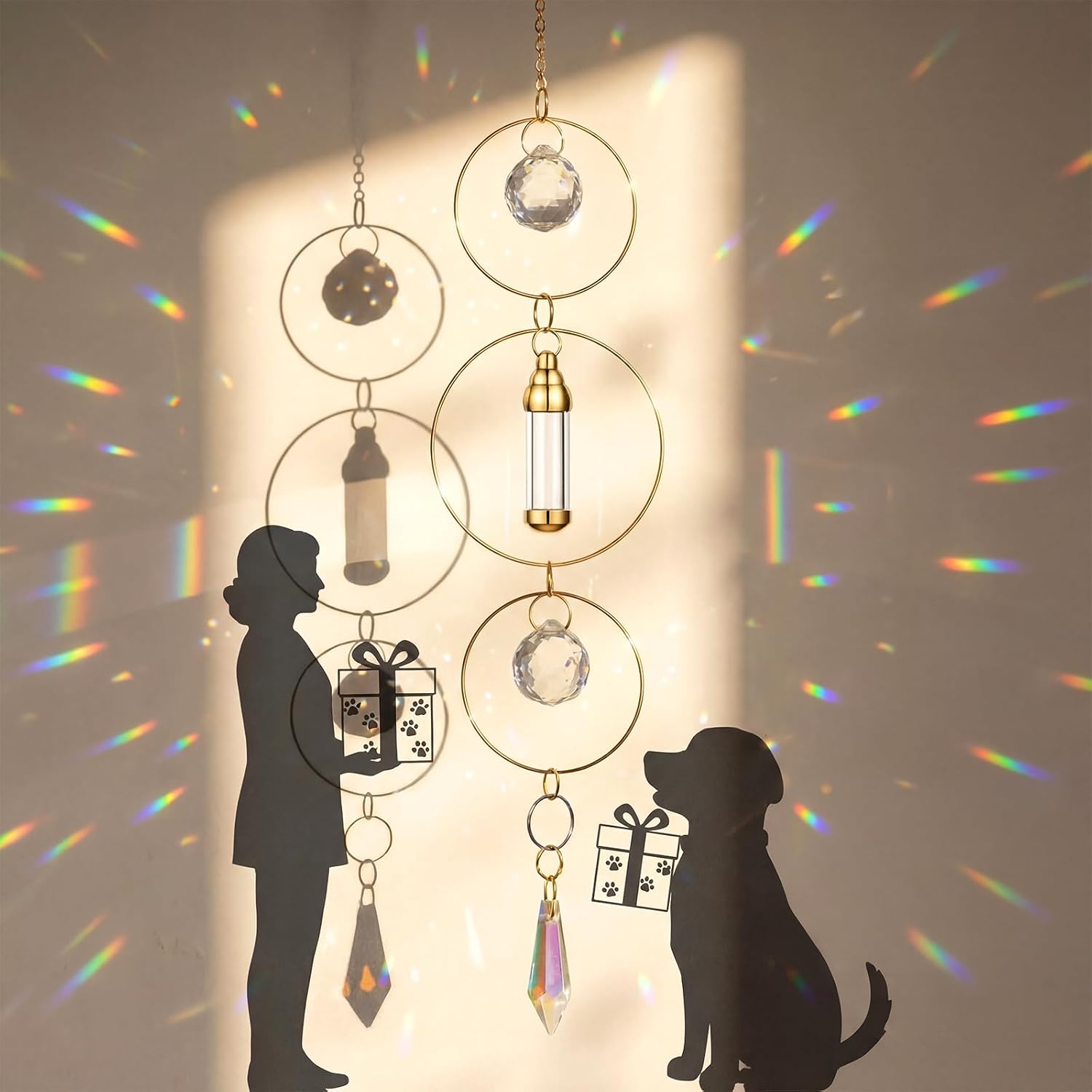 Pet Memorial Urn Suncatcher Dog Cat Memorial Gifts,Ring