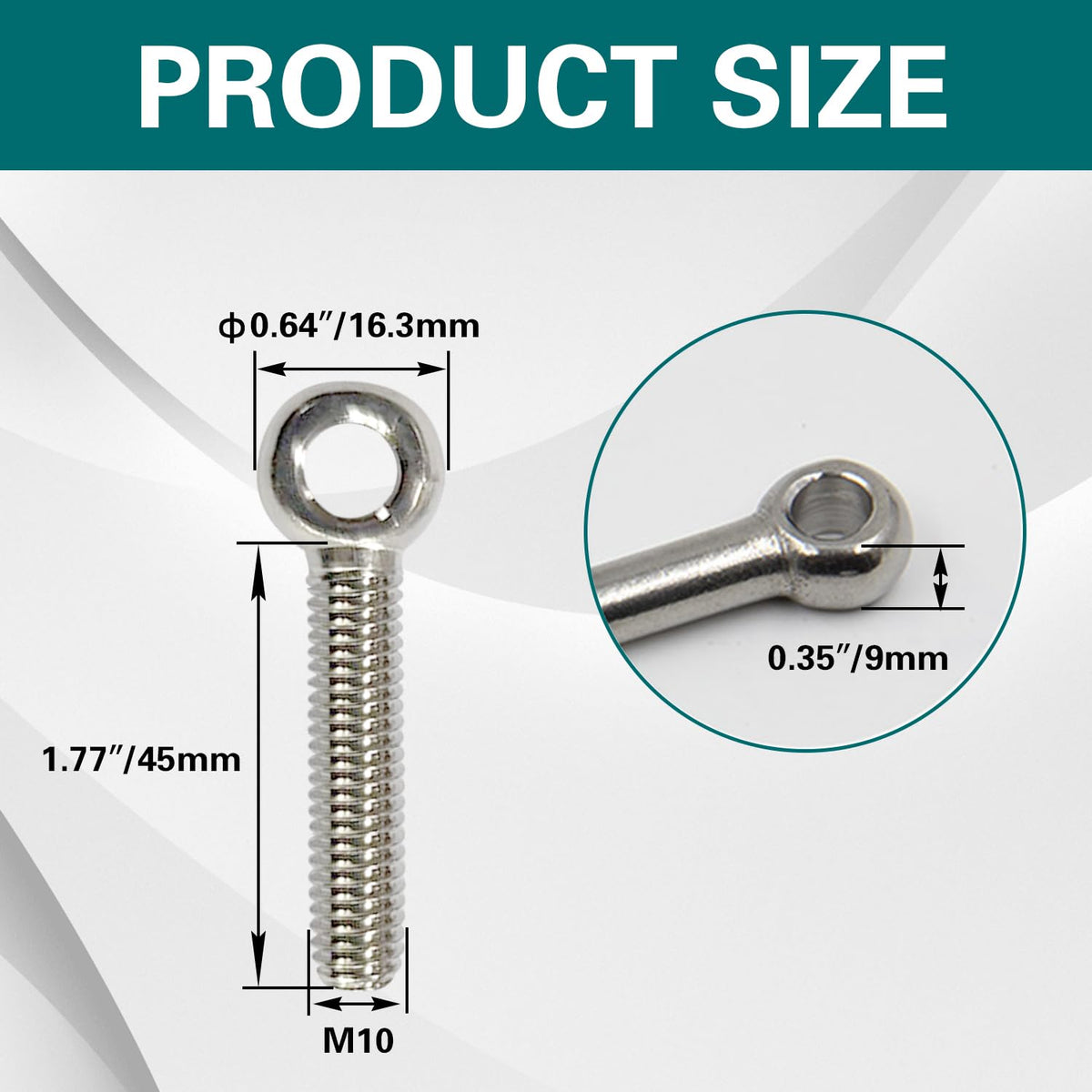 4Pcs M10 x 45mm Shoulder Swing Lifting Eye Bolt