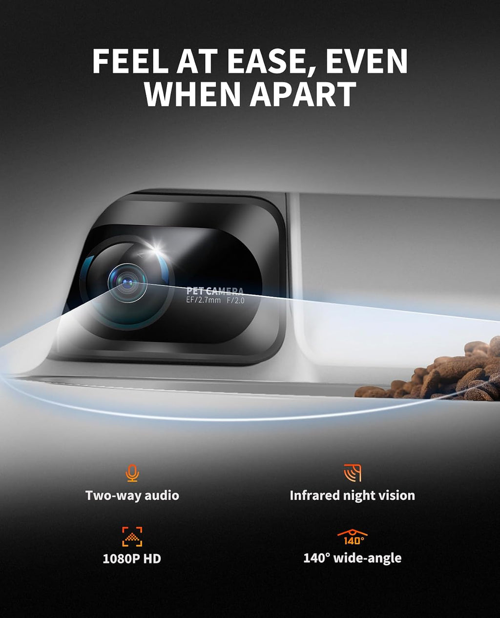 Automatic Cat Dog Feeder with Camera, AI-Powered Motion Capturing, 1080P HD Video with Night Vision, 2.4G WiFi Pet