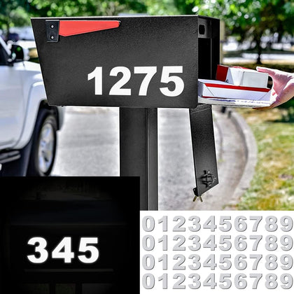Reflective Mailbox Numbers Sticker Decal Die Cut Bold Classic Style Vinyl Number 2" Self Adhesive 4 Sets for Mailbox