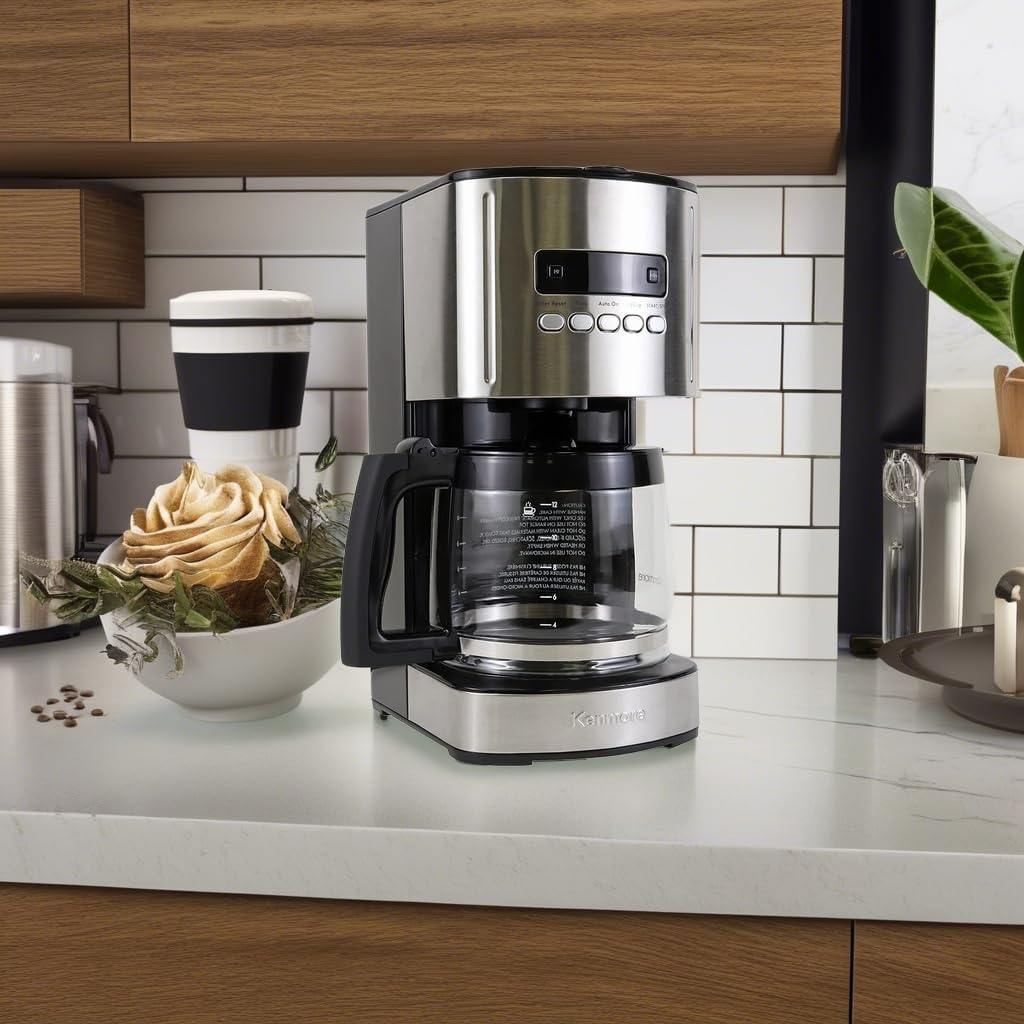 Kenmore Drip Coffee Maker - Programmable Cafe Machine With Glass Pot, Regular & Bold Brew, Auto Shut Off Large Water