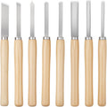 Wood Lathe Turning Tool Set, 8PCS, Lathe Chisel Set with Carbon Steel Blade, 2 Skew, 1 Spear Point, 1 Parting, 1