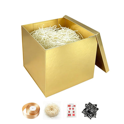 Gold Gift Box with Lid 10x10x8 Inches Gold Box 2 Pack