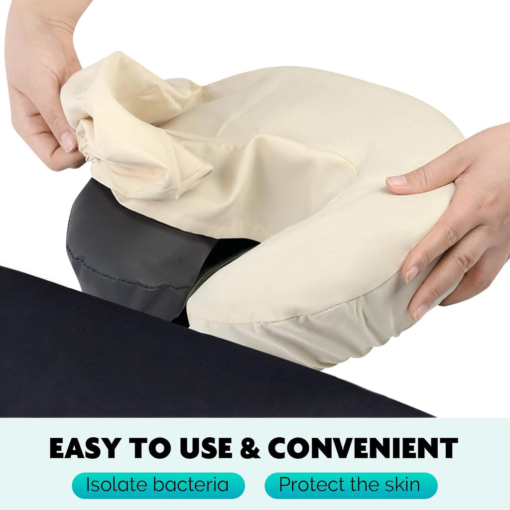 Reusable Microfiber Massage Face Rest Covers,Cream,6 Pack | Extra Soft & Heavy Face Cradle Covers,Cozies