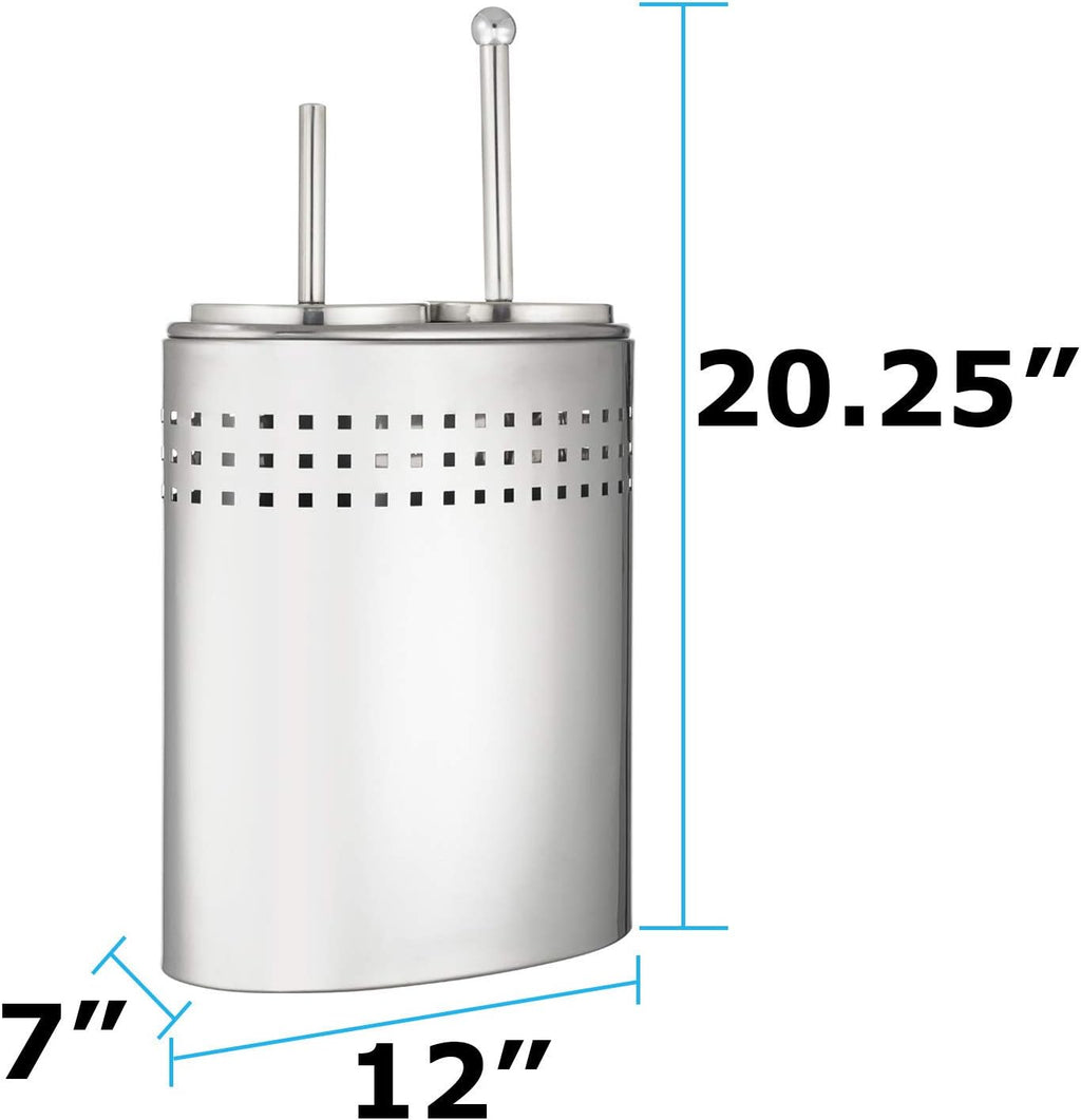 Toilet Brush and Plunger Set with Holder, Modern Chrome Bathroom Accessories Toilet Plunger and Toilet Bowl Brush Combo