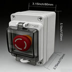Emergency Stop Button with Weatherproof Box, 660V 10A, IP67 Rated, Emergency Shut Off Switch, E-Stop Red Push Button Switch