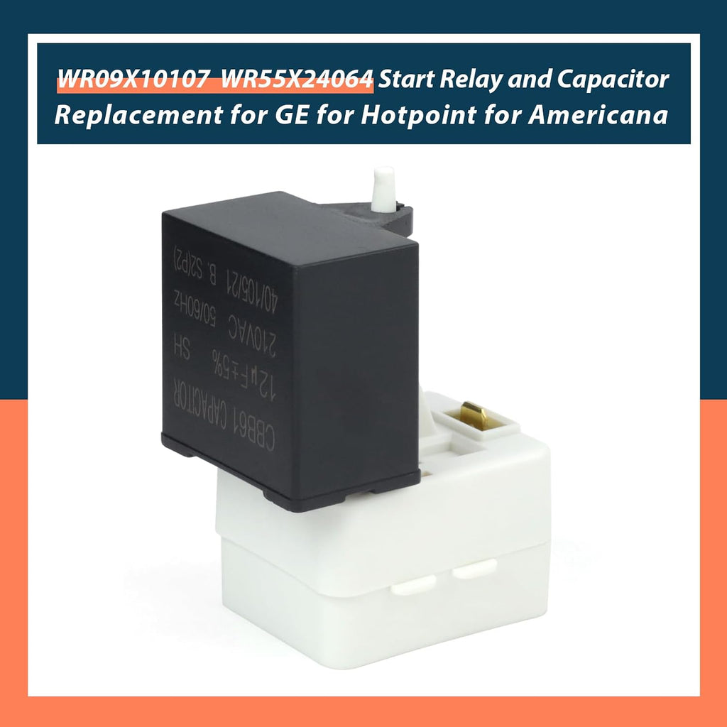 WR09X10107 Start Relay WR55X24064 CKDX24064X Overload Capacitor Replacement for GE for Hotpoint for Americana Refrigerator Compressor
