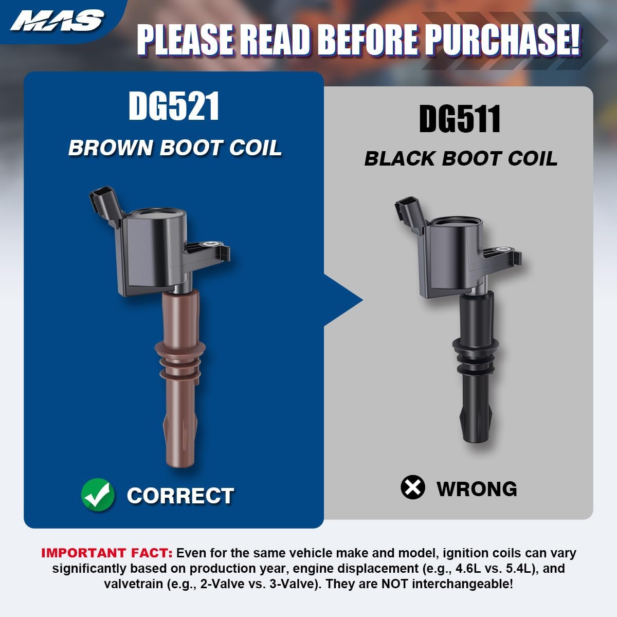 MAS Set of 8 Ignition Coils Brown Boots DG521 and Motorcraft SP-509 Spark Plugs Compatible with Ford Expedition F-150 F-250 F-350 F-450 F-550 F53 4.6L 5.4L C1659