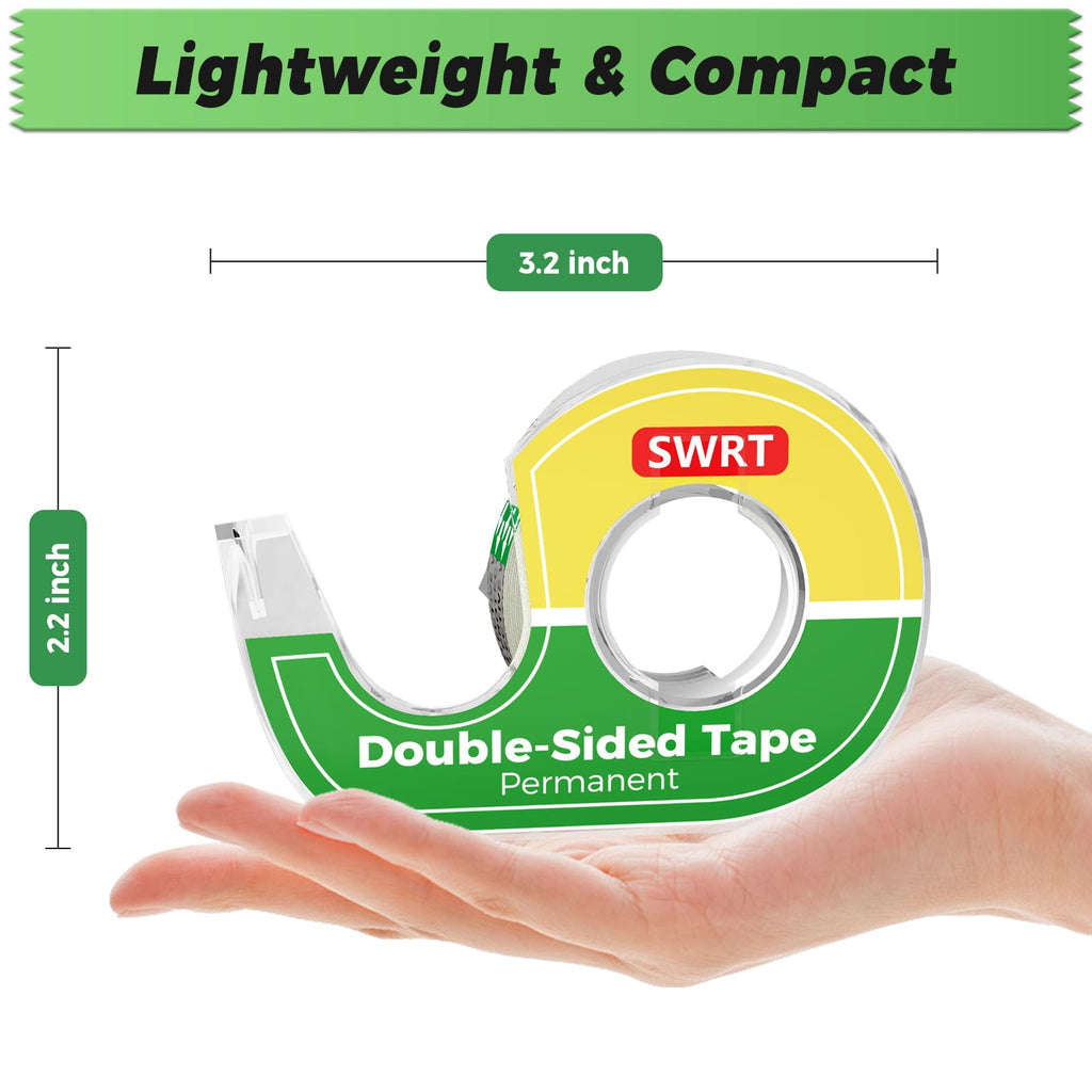 Double-Sided Tape, 1/2 in x 300 in, 12 Pack with Dispensers