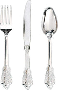 360 Pieces Silver Plastic Silverware- Disposable Flatware - Heavyweight Plastic Cutlery- Includes 120 Forks, 120