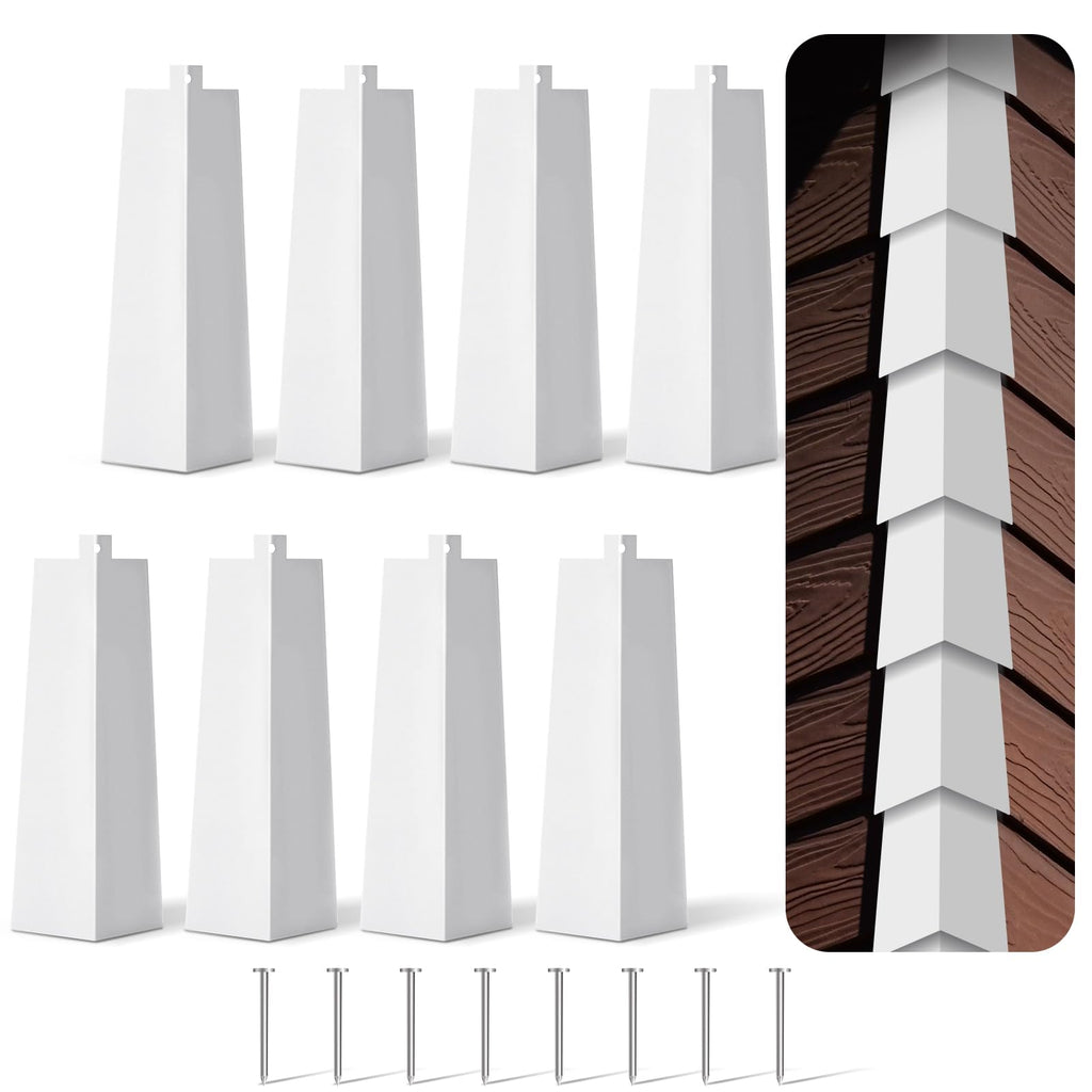 8 Pcs White Aluminum Siding Corners Outside