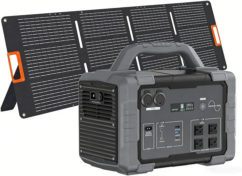 Solar Generator 1800W (3600W Surge) with 200W Solar Panel, 1024Wh LiFePO4 Portable Power Station Kit, 1.5H AC Fast
