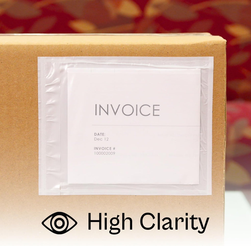 4.5" x 5.5" Clear Packing List Back Side Loading Plain Face Envelopes Pouches (1000 Pcs) Self-Adhesive Packing List