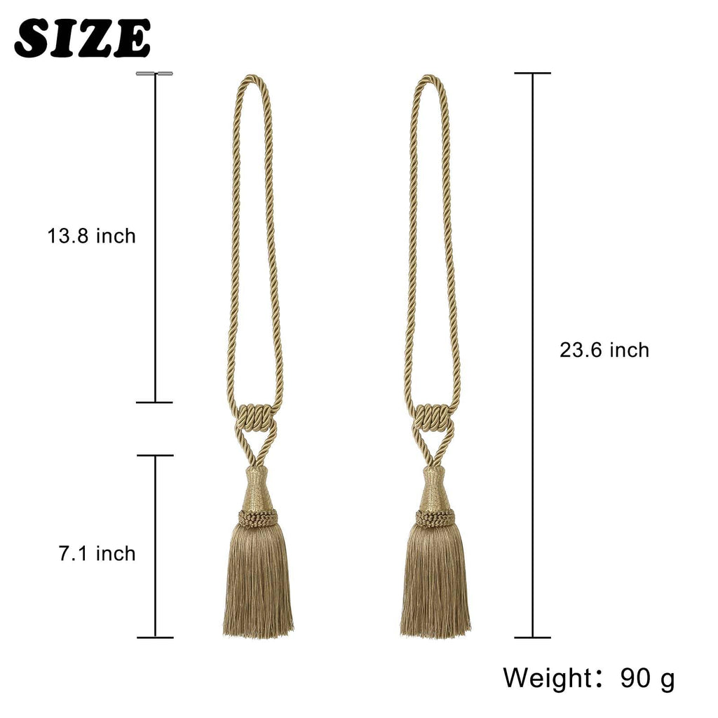 2 Pack Tassel Curtain Tiebacks Handmade Holdbacks (Gold)