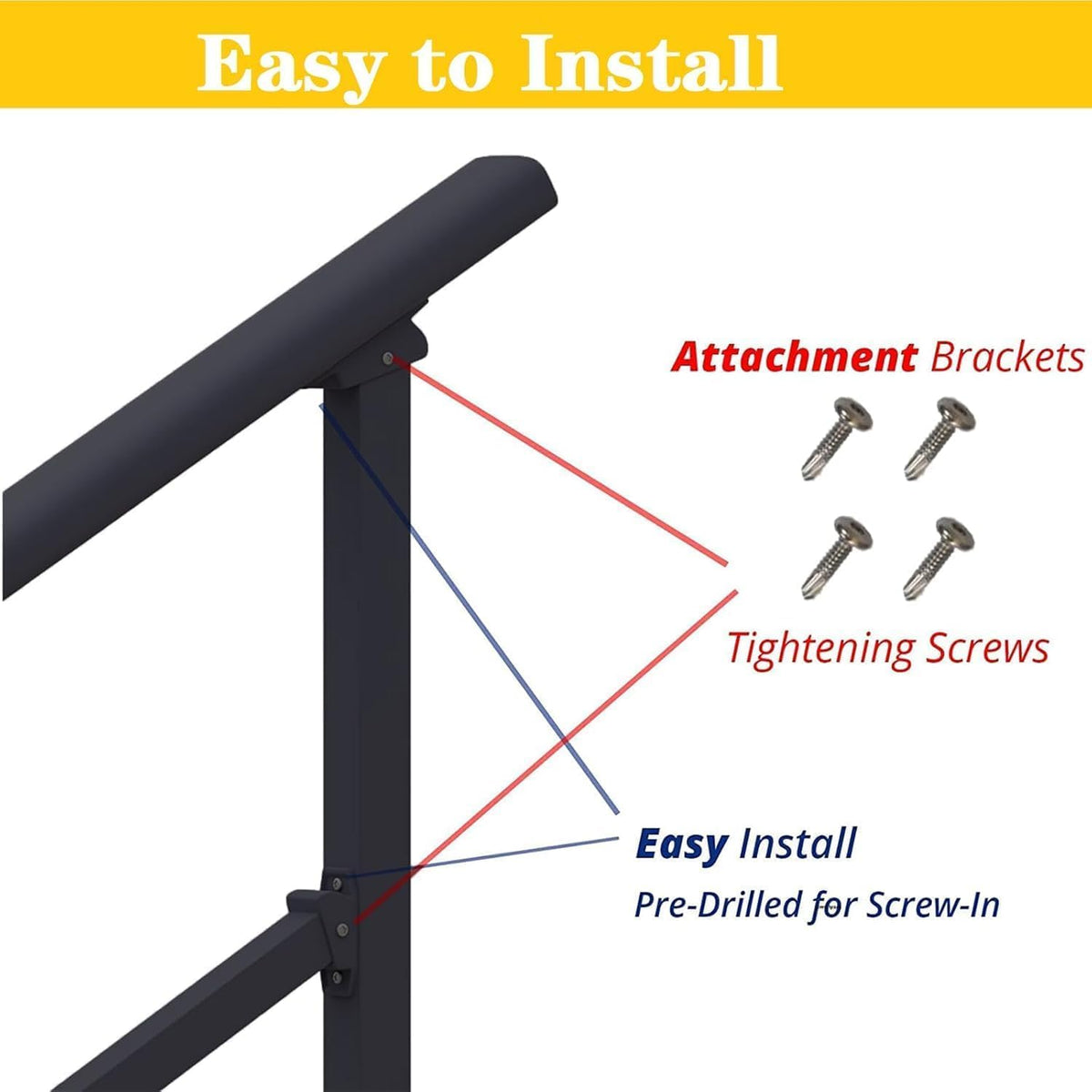 Hand Rails for Outdoor Steps,3 Step Stair Railing Kit