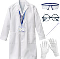 Kids Scientist Costume Lab Coat Doctor Pretend Play for Boys Girls, with Goggles Glasses ID Card Gloves