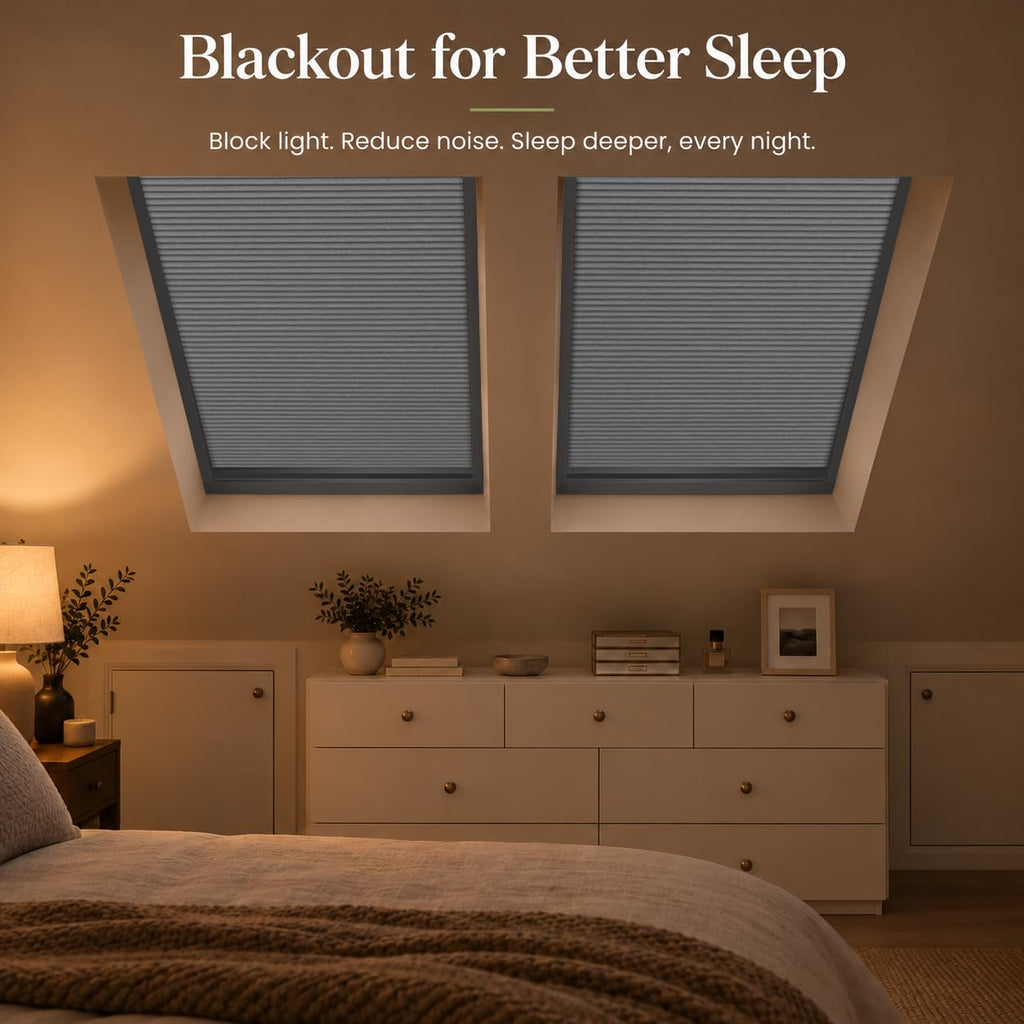 Custom Blackout Honeycomb Skylight Window Shade (Dark Grey 93021F)