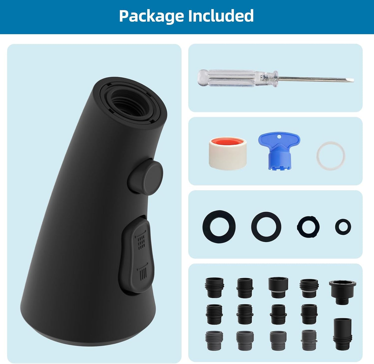 Curve Kitchen Faucet Sprayer Head Compatible with Kohler, Matte Black